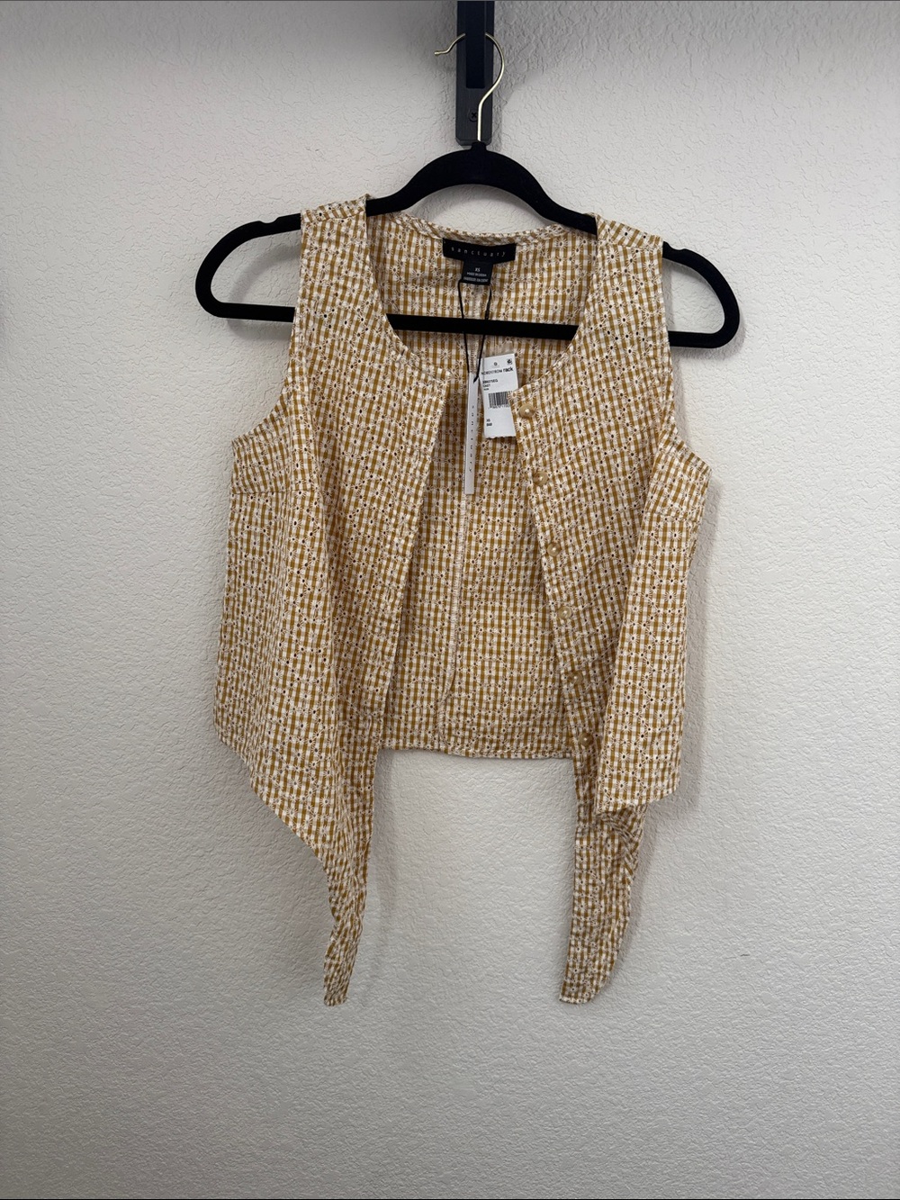 Sanctuary Mustard Yellow and White Gingham Set - Size XS NWT